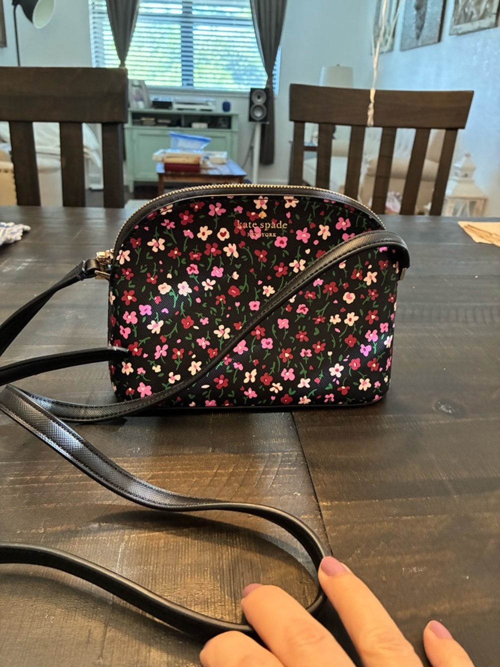 kate spade Black Crossbody with Pink Floral Print - Picture 2 of 7